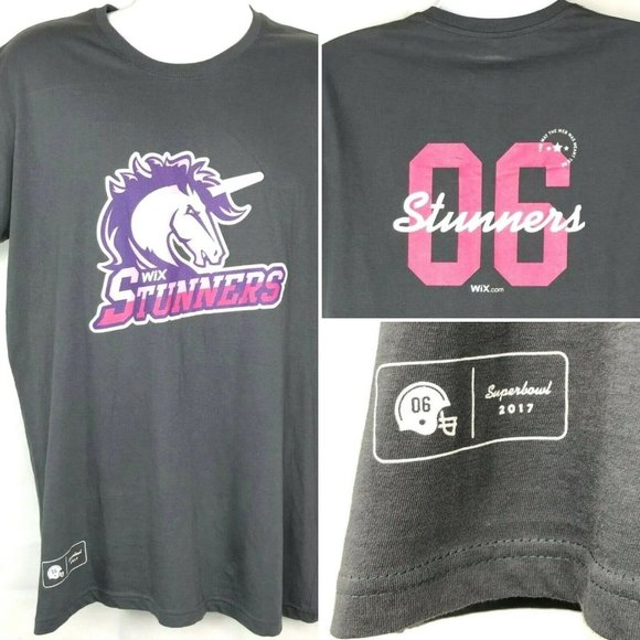 Unicorn Wix Stunners Super Bowl 2017 L T-Shirt Large Unisex Gray Parody Team - Picture 1 of 6